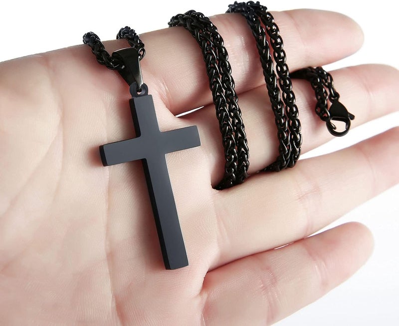 RS Cross Necklace for Men Boys Women 16-24 Inches Stainless Steel Cross Pendant Chain Religious Gift - Image 5